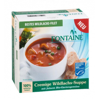 Wildlachs-Suppe mit feinem Bio-Gartengemüse